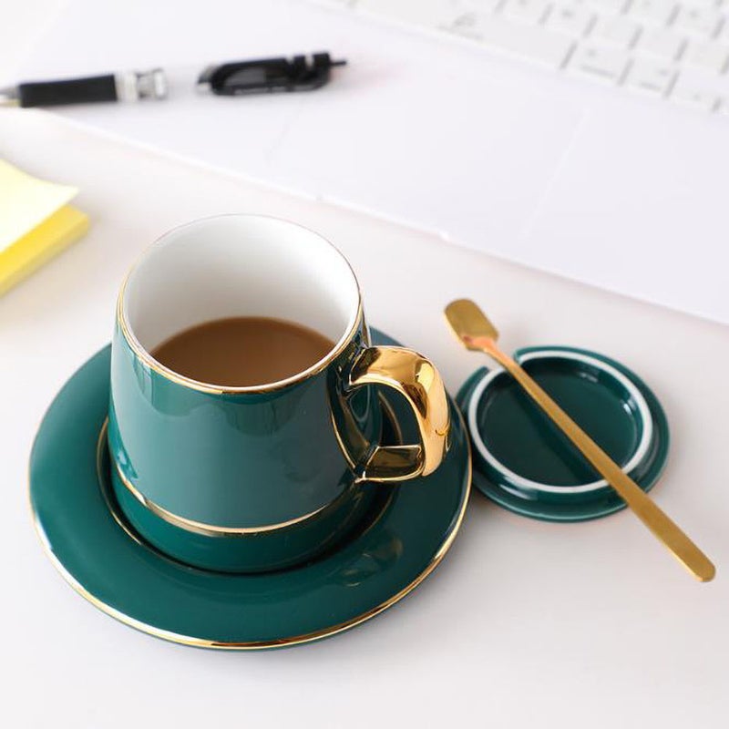 AnneFish European Ceramic Coffee Cup Set Green  - Image 2