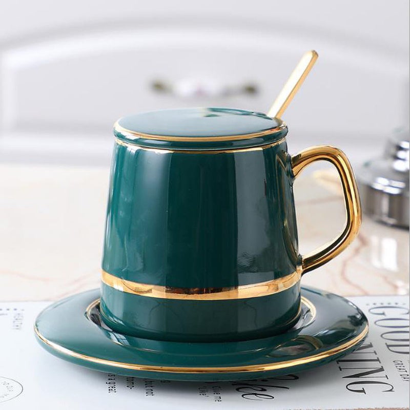 AnneFish European Ceramic Coffee Cup Set Green  - Image 3