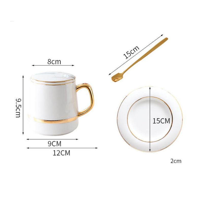 AnneFish - European Ceramic Coffee Cup Set White - Image 1