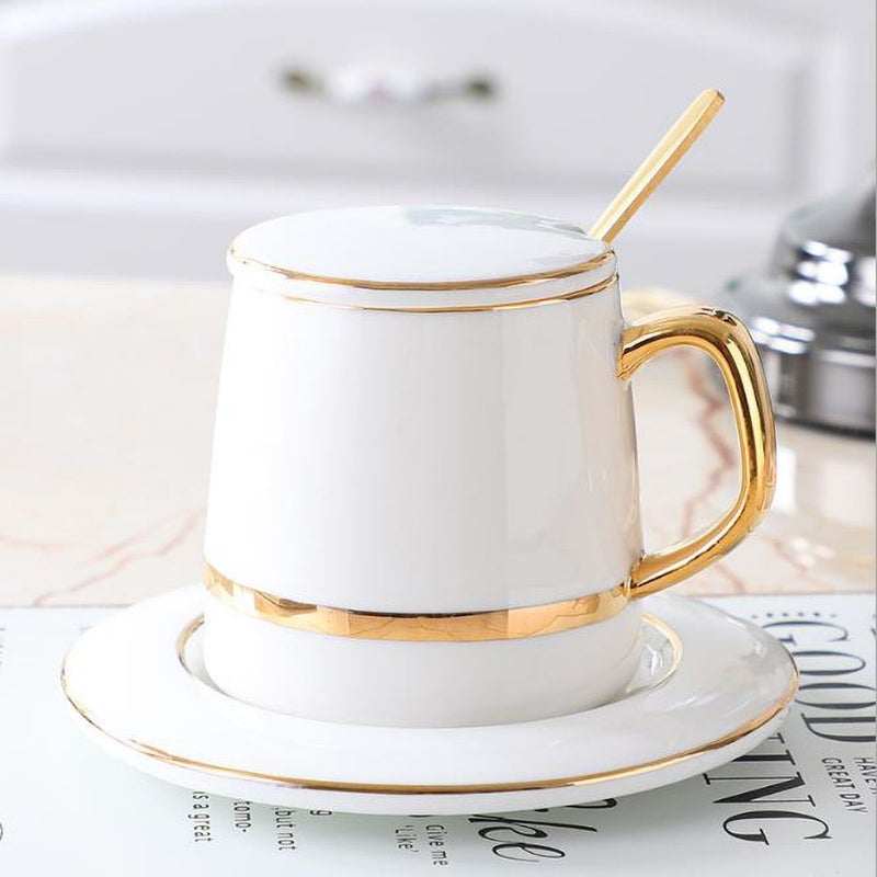 AnneFish - European Ceramic Coffee Cup Set White - Image 1