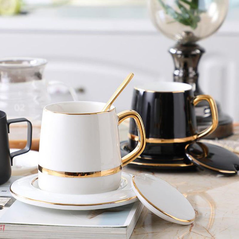 AnneFish - European Ceramic Coffee Cup Set White - Image 1