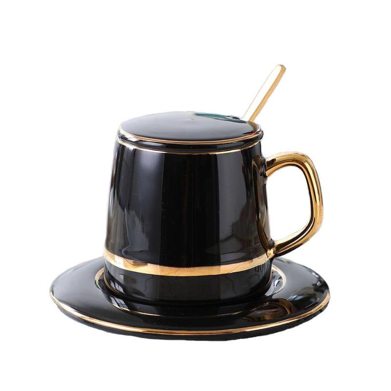 AnneFish European Ceramic Coffee Cup Set Black 15x15x10cm  - Image 1