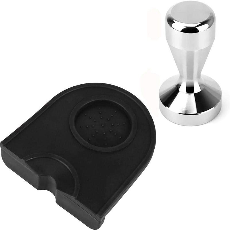 AOE 51mm Stainless Steel Coffee Tamper Kit With Anti-Slip Silicone Pad Silver 51mm  - Image 1