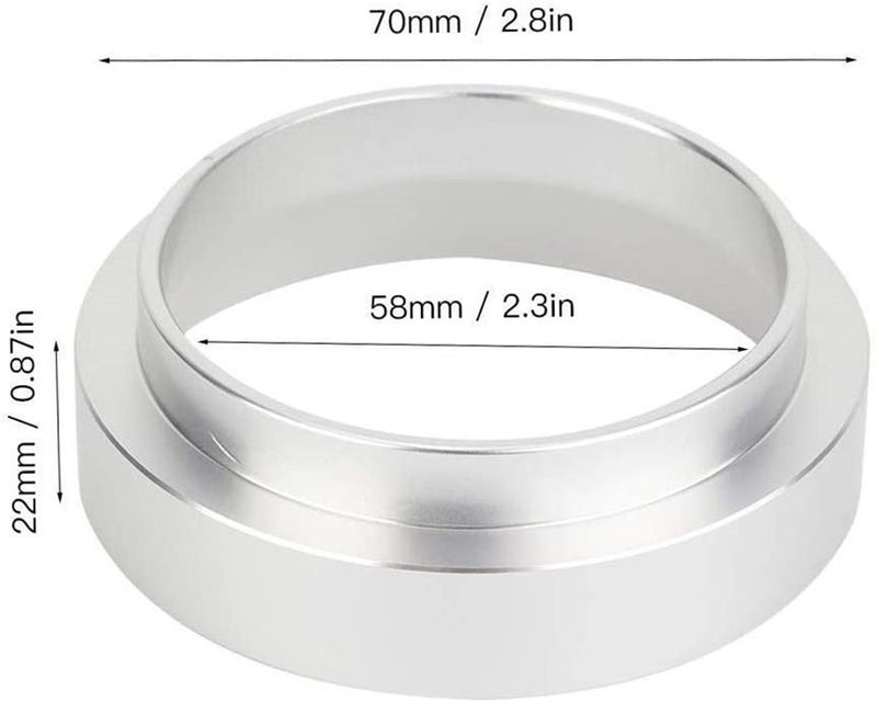 AOE 58mm Stainless Steel Coffee Espresso Dosing Funnel Ring Silver 5.8cm - Image 2
