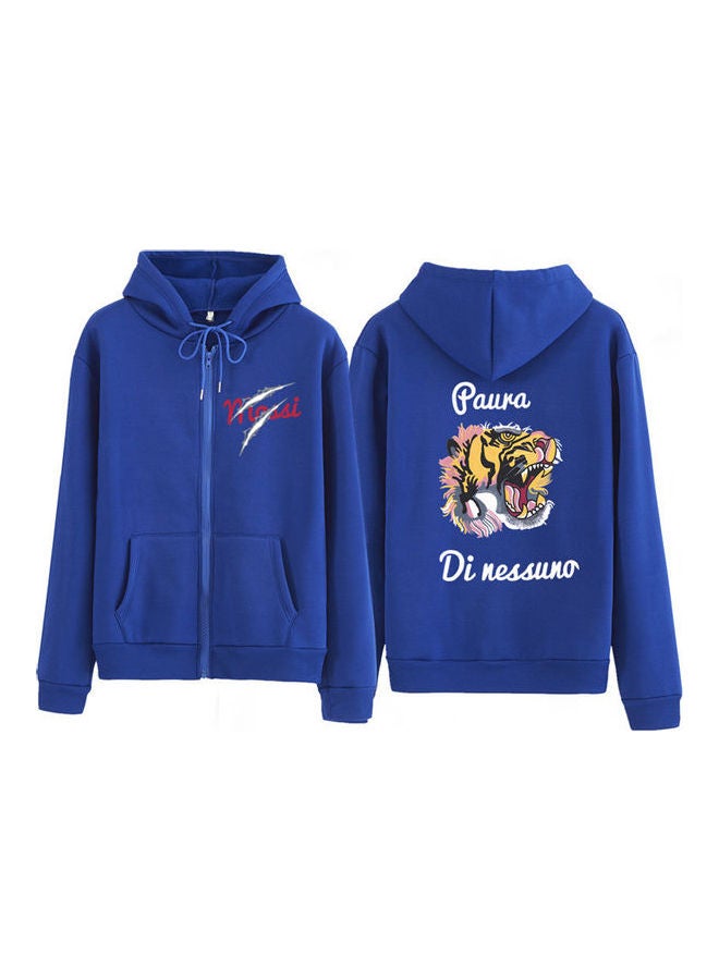 Printed Fleece Thickening Zip Up Hoodie Multicolour