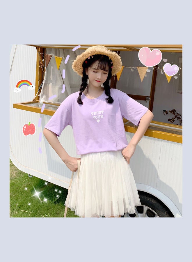 Wings Pattern T-Shirt Purple - Image 3