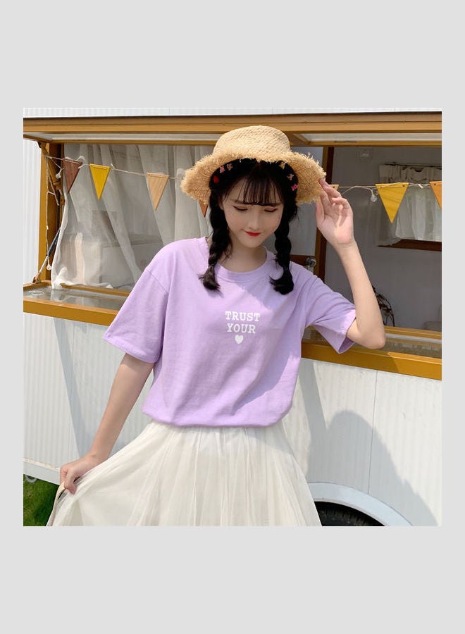 Wings Pattern T-Shirt Purple - Image 4