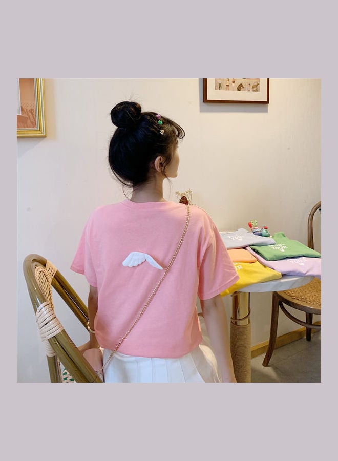 Wings Pattern T-Shirt Pink - Image 1