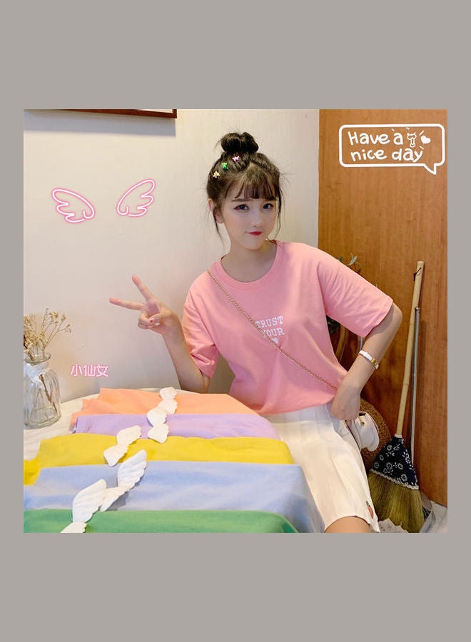 Wings Pattern T-Shirt Pink - Image 2