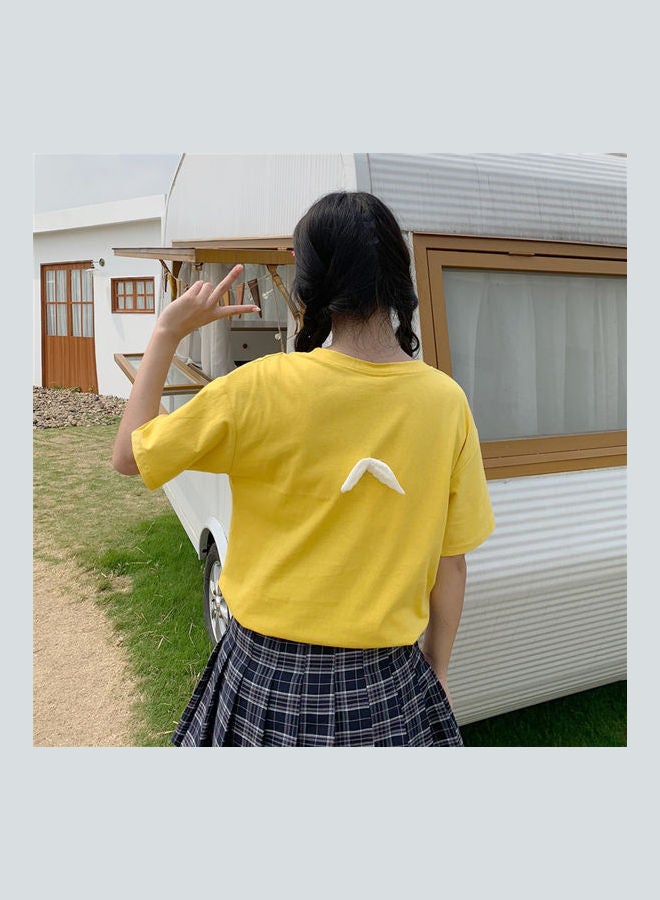 Wings Pattern T-Shirt Yellow - Image 1