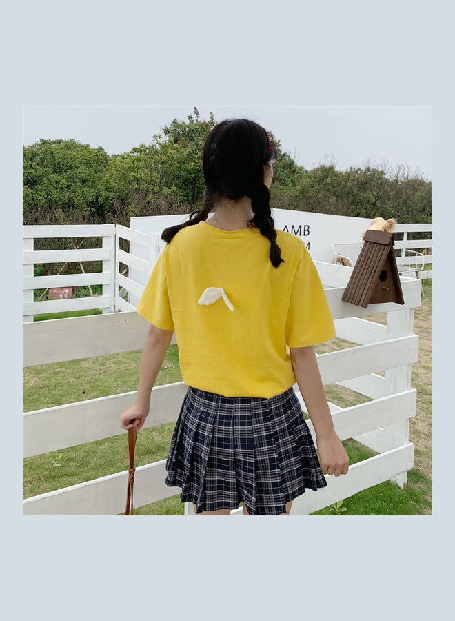 Wings Pattern T-Shirt Yellow - Image 3