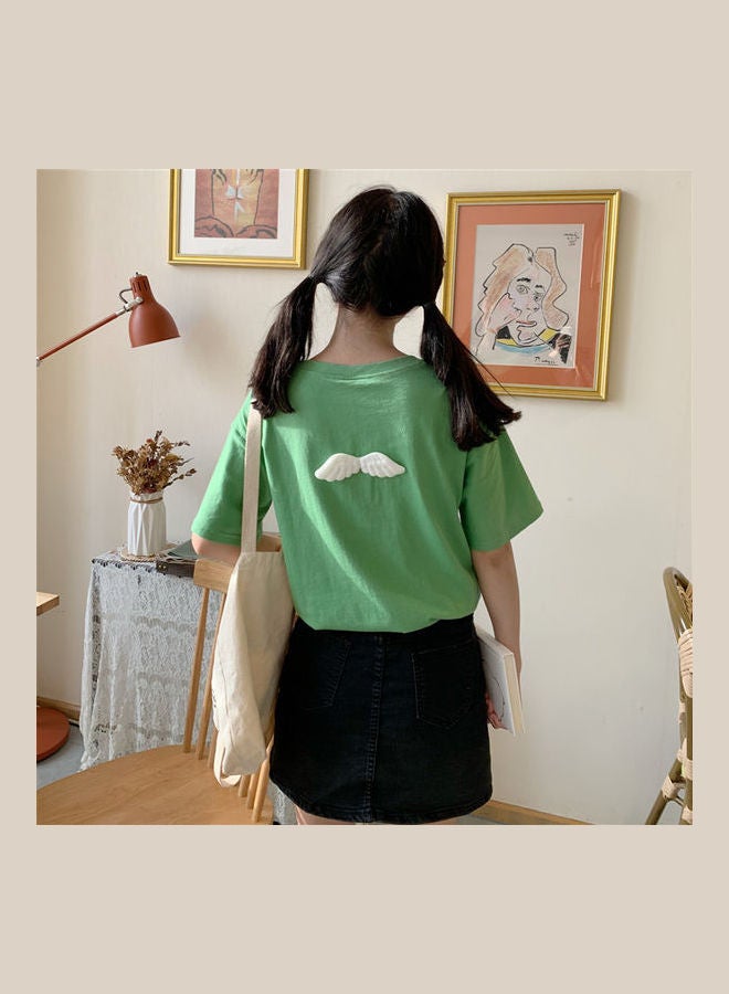 Wings Pattern T-Shirt Green - Image 1