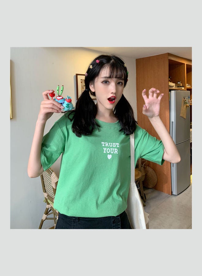 Wings Pattern T-Shirt Green - Image 2