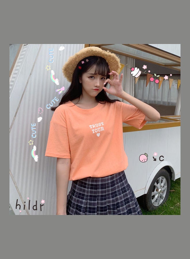 Wings Pattern T-Shirt Orange - Image 3
