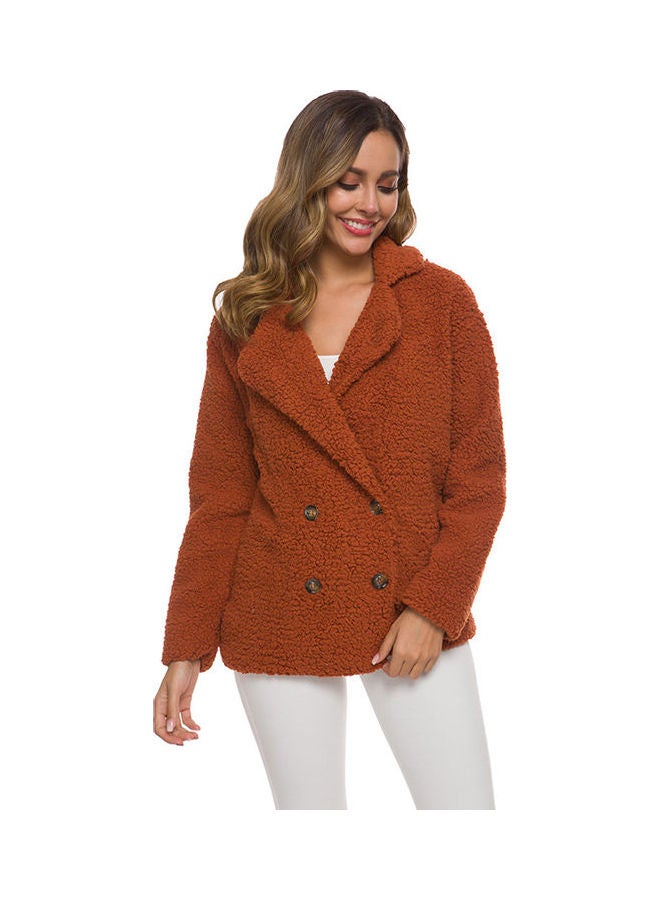 معطف بطيّة صدر مزدوجة أحمر - Image 1