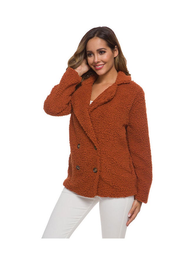 معطف بطيّة صدر مزدوجة أحمر - Image 2