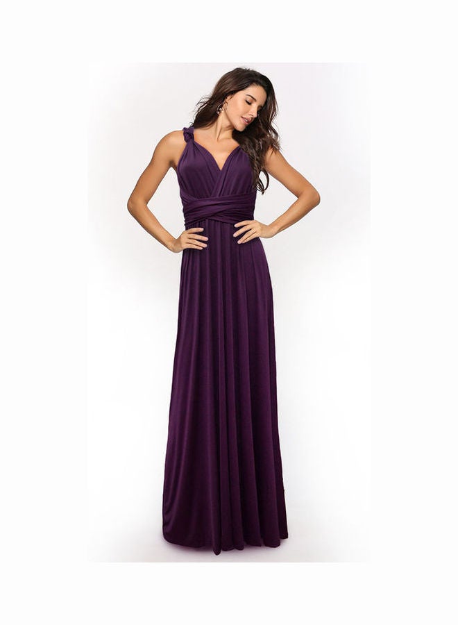 Backless Long Dress Dark Purple - Image 1