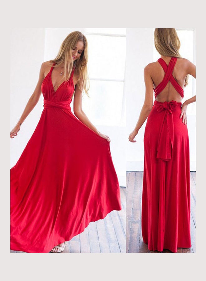 Backless Long Dress Dark Purple - Image 2