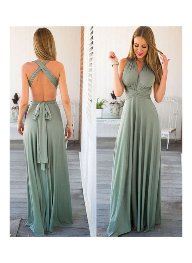 Backless Long Dress Dark Purple - Image 3