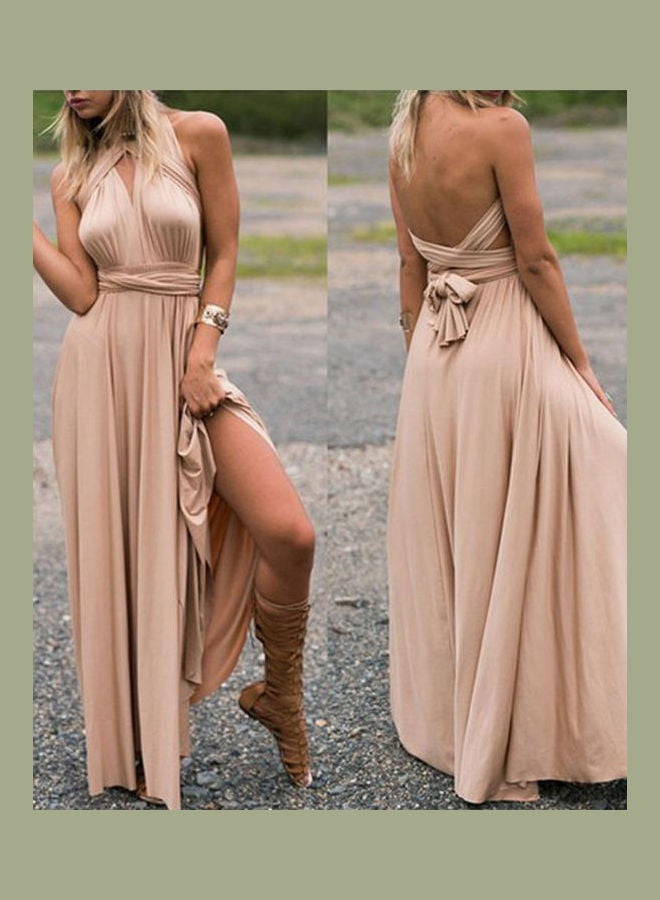 Backless Long Dress Dark Purple - Image 5