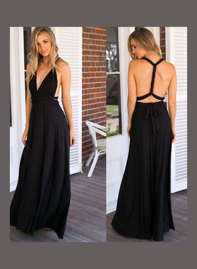 Backless Long Dress Black 