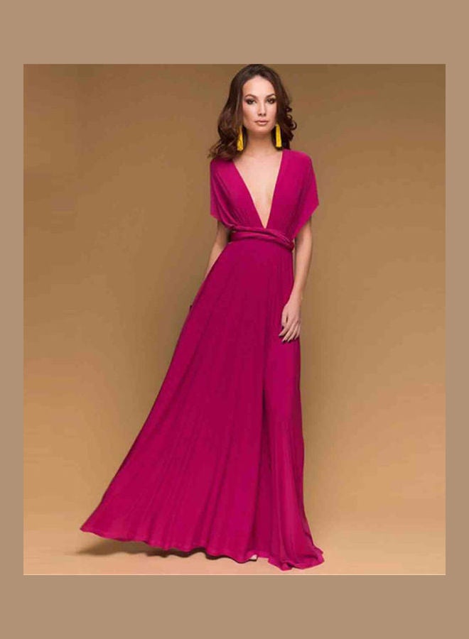 Backless Long Dress Rose Red