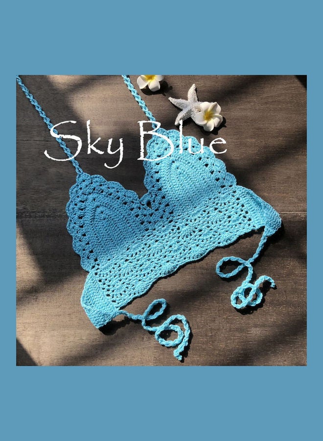 Knitting Bra Top Sky Blue - Image 1