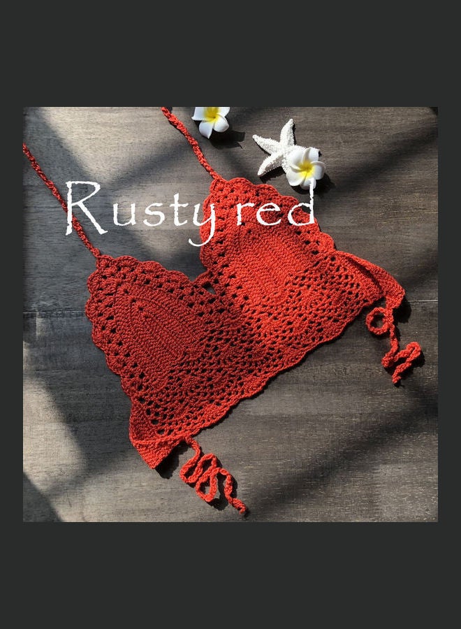 Knitting Bra Top Rust Red - Image 1
