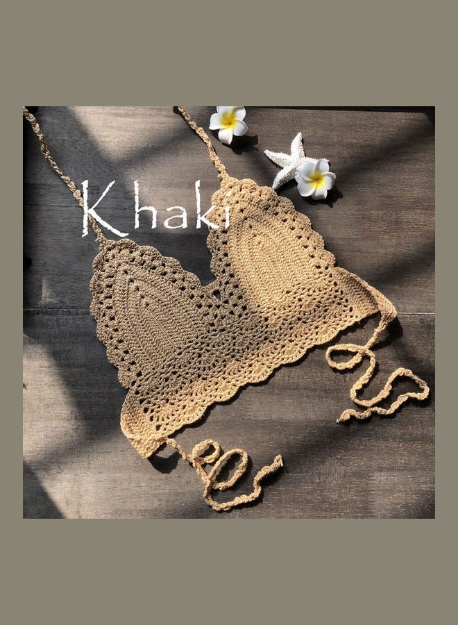Knitting Bra Top Khaki - Image 1