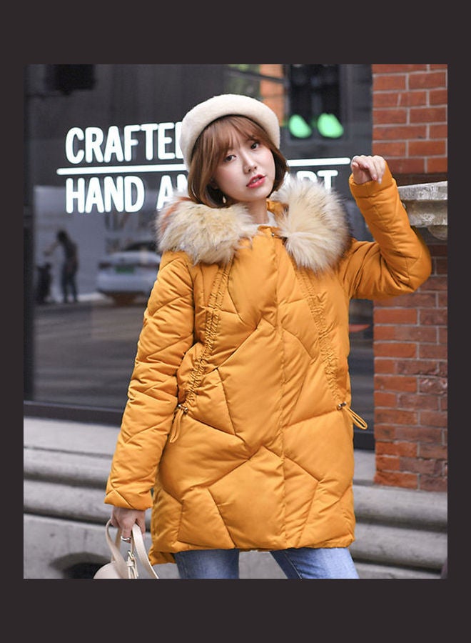 Solid Fur Design Jacket Yellow/Biege - Image 1