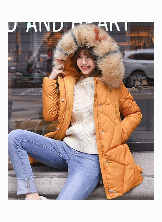 Solid Fur Design Jacket Yellow/Biege - Image 2