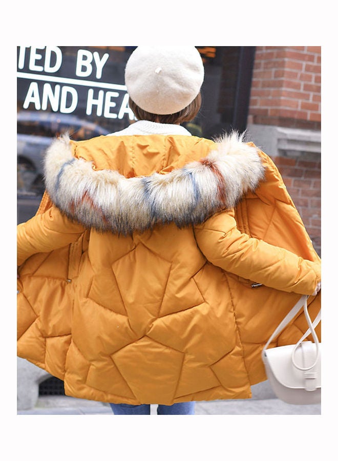 Solid Fur Design Jacket Yellow/Biege - Image 3