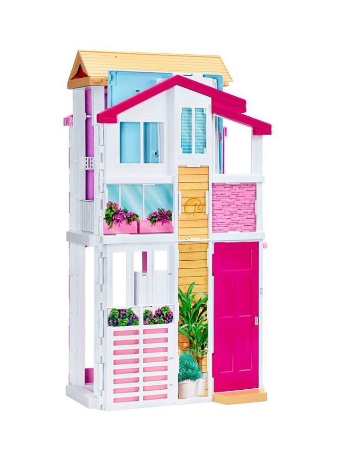 باربي مجموعة لعبة بيت الدمى الخيالي الإبداعي المجهز بالكامل من 3 طوابق للبنات 12x12x10سم - Image 2