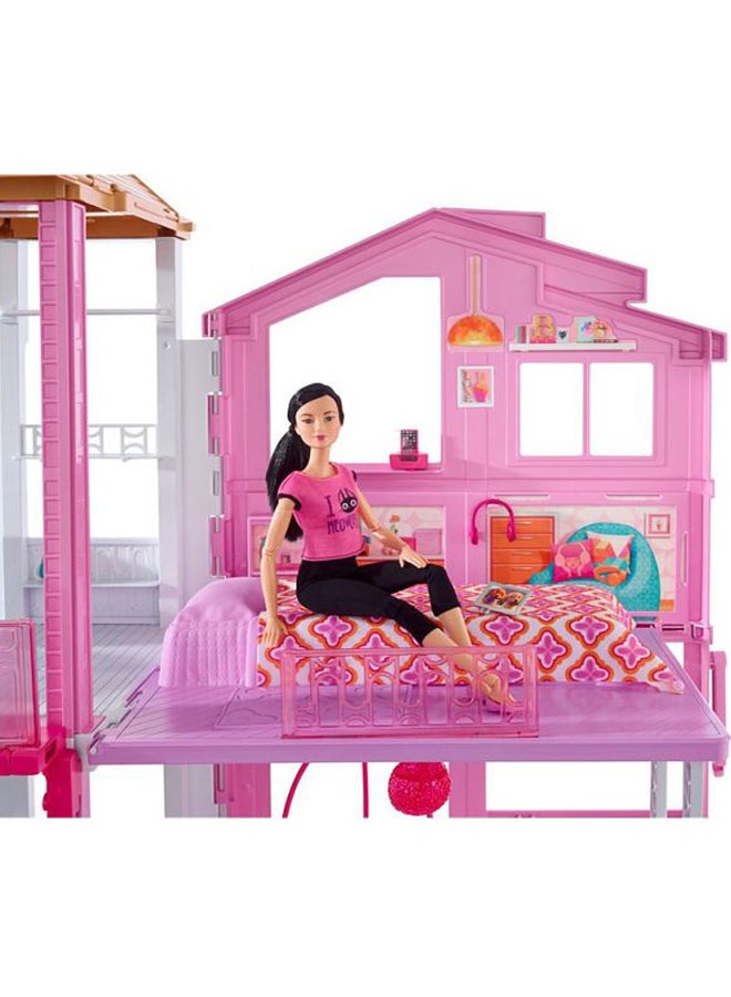باربي مجموعة لعبة بيت الدمى الخيالي الإبداعي المجهز بالكامل من 3 طوابق للبنات 12x12x10سم - Image 3