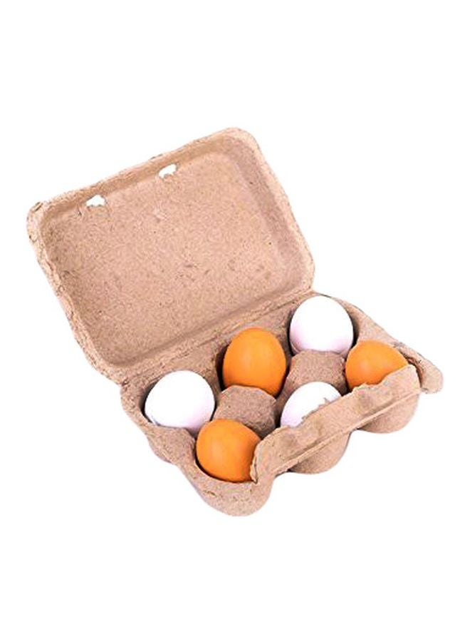 Beauenty 6-Piece Wooden Play Eggs Assembling Toy 15.9 x 10.21 x 5.69cm - Image 1