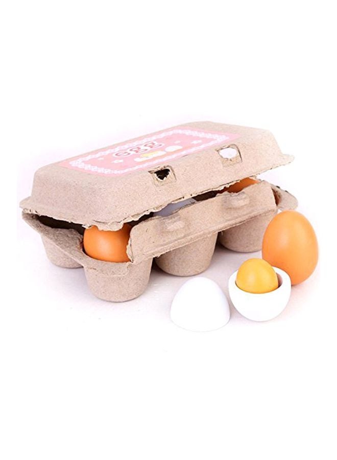 Beauenty 6-Piece Wooden Play Eggs Assembling Toy 15.9 x 10.21 x 5.69cm - Image 3