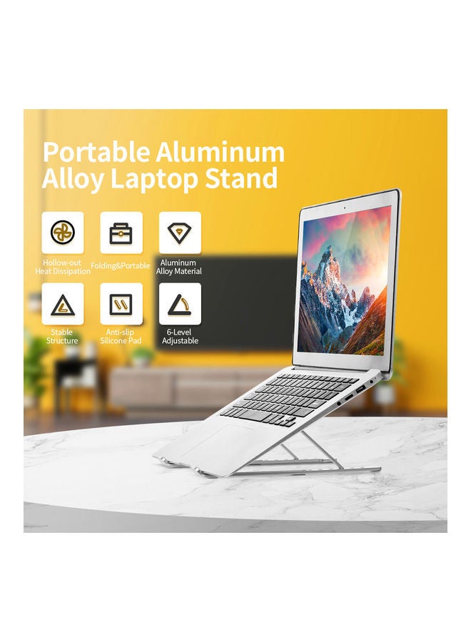 6-level Adjustable Stand for Laptop Tablet 27.5 x 5 x 7.5cm Silver  - Image 2