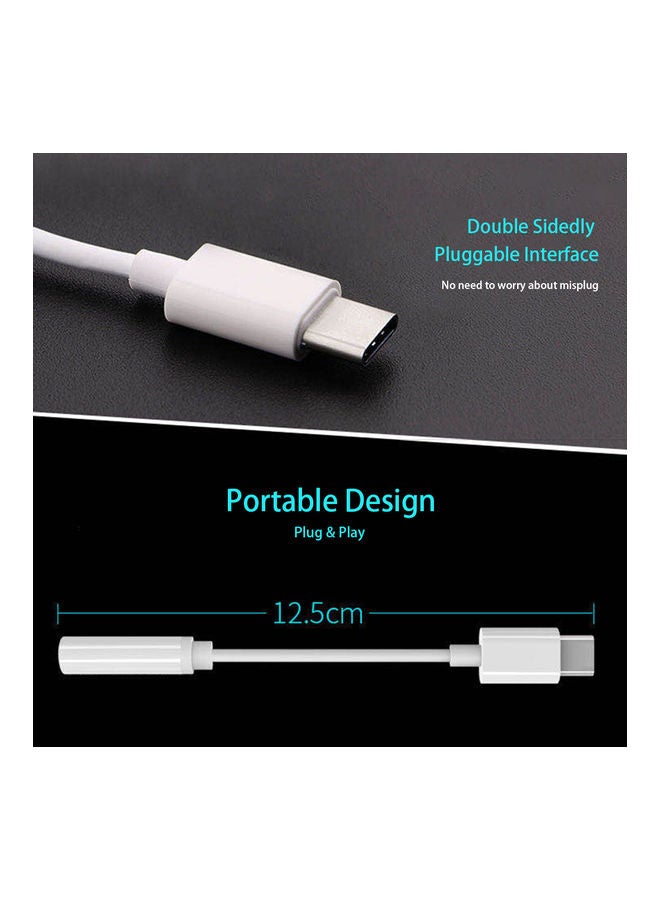 Mobile Phone Accessories Type C to 3.5mm Audio Cable Earphone for Huawei/SAMSUNG/XIAOMI White - Image 3