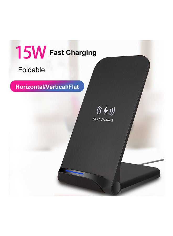 Generic - 15W Wireless Charger Vertical Wireless Fast Charging Stand Black - Image 1