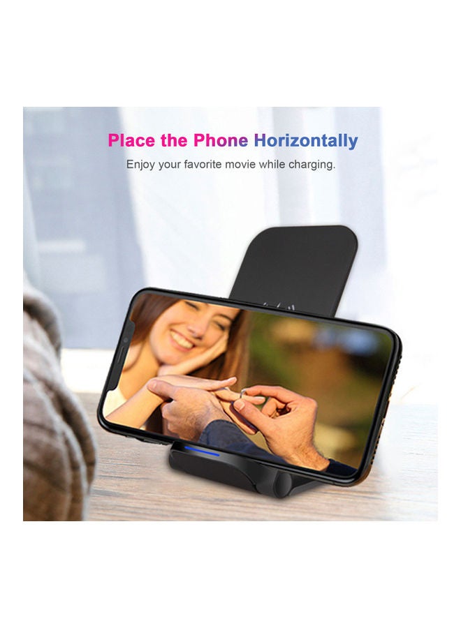 Generic - 15W Wireless Charger Vertical Wireless Fast Charging Stand Black - Image 1