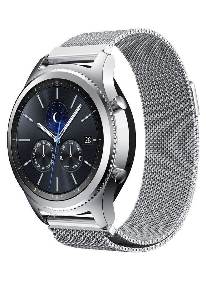 Bikson - Loop Stainless Steel Smartwatch Strap Band For Samsung Galaxy Watch 46mm/Huawei GT2/Gear S3 Frontier/Classic/Honor Magic 2/Fossil 22mm Sonic Silver - Image 1