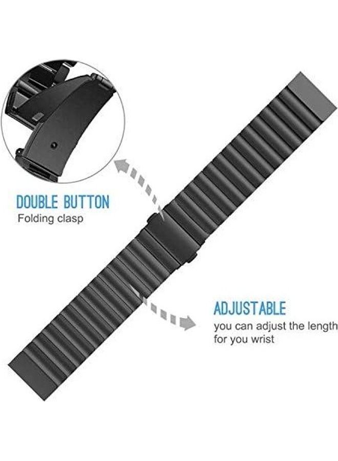 Classic Stainless Steel Smartwatch Strap Band For Samsung Galaxy Watch 46mm/Huawei GT2/Gear S3 Frontier/Classic/Honor Magic 2/Fossil 22mm Black - Image 2