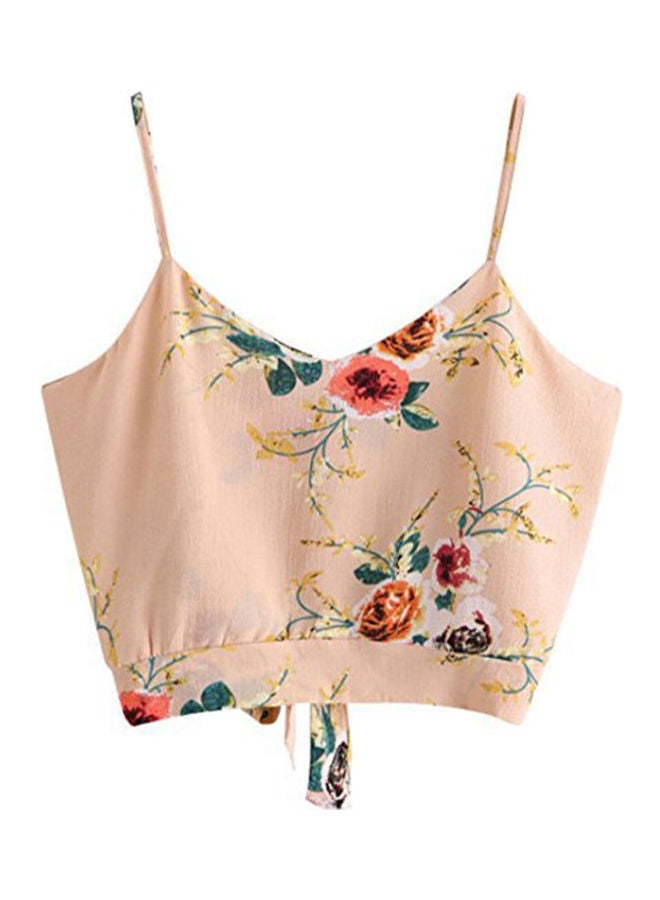 V-Neck Blouse Beige/Green/Red