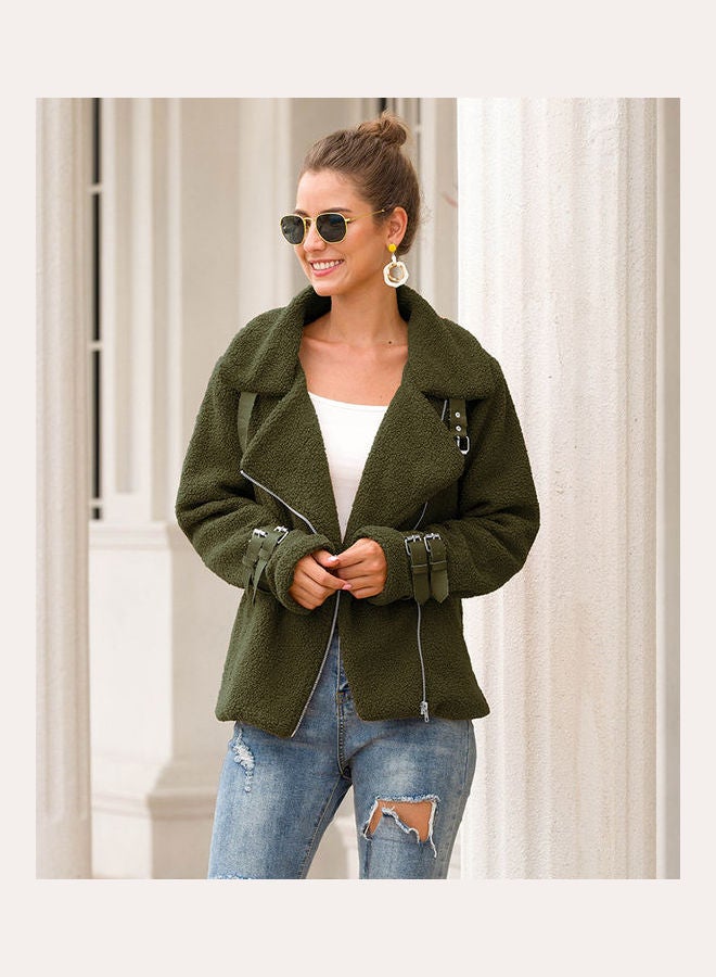 Generic - Solid Plush Thermal Jacket Army Green - Image 1