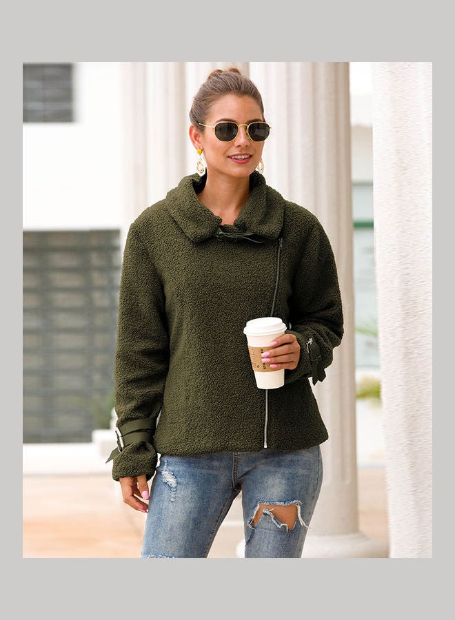 Generic - Solid Plush Thermal Jacket Army Green - Image 1