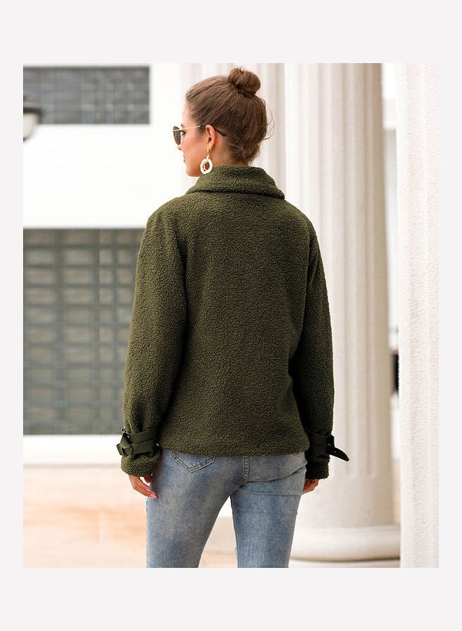 Generic - Solid Plush Thermal Jacket Army Green - Image 1