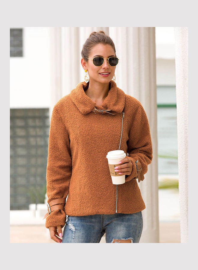 معطف سادة بسحاب جملي - Image 2