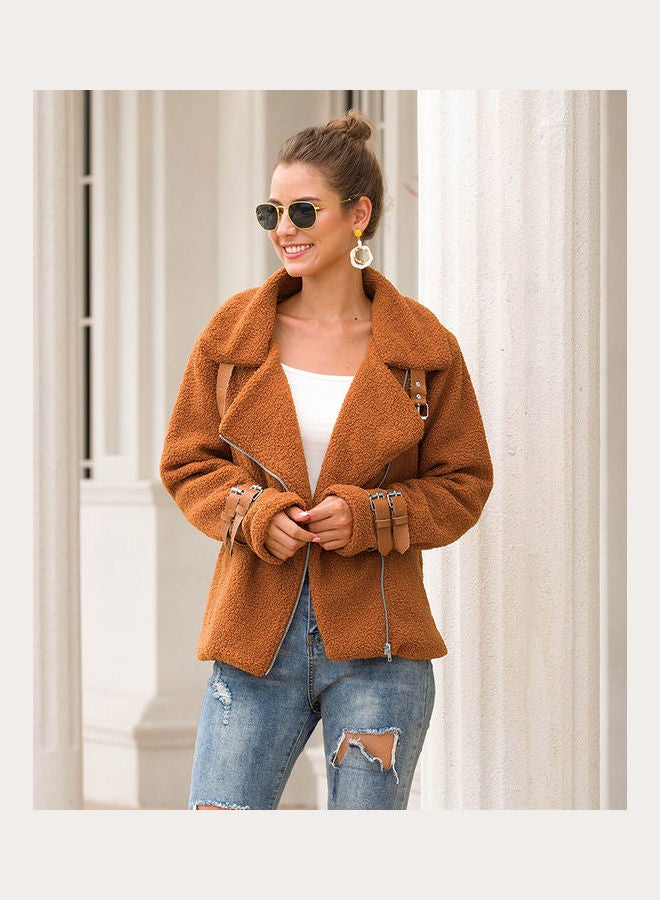 معطف سادة بسحاب جملي - Image 3