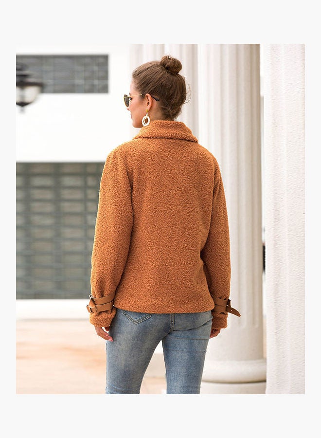 معطف سادة بسحاب جملي - Image 4