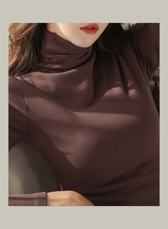 Solid Long Sleeves T-Shirt Brown - Image 5